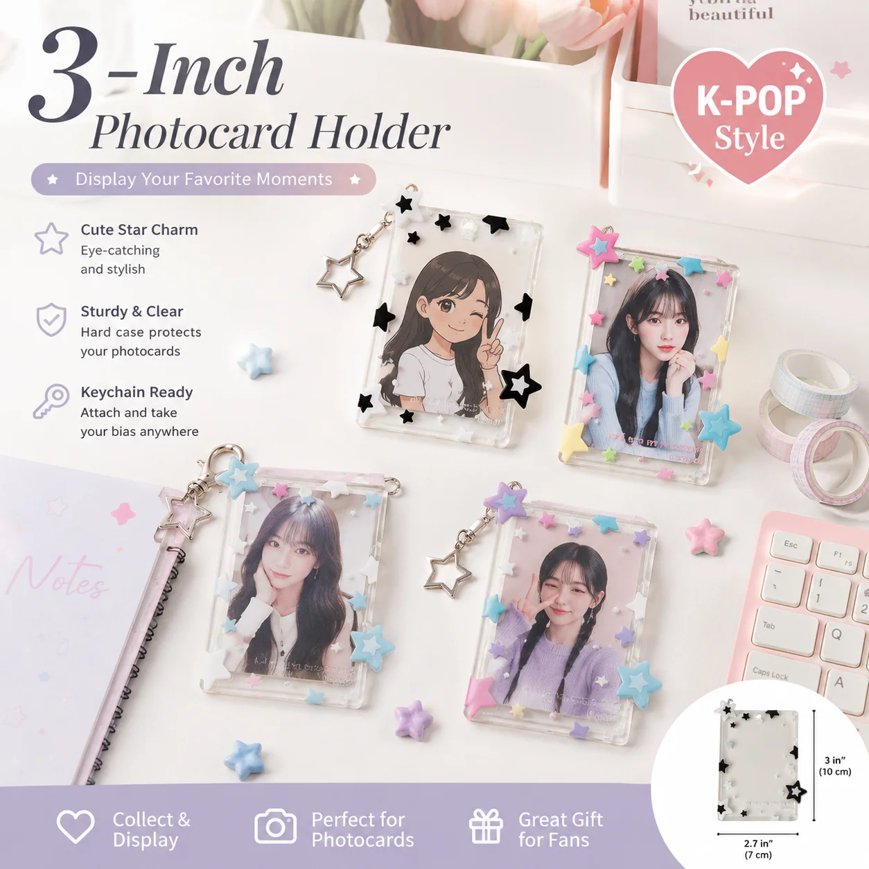 Card Sleeves Protector - Porta-fotocartões de 3 polegadas com design