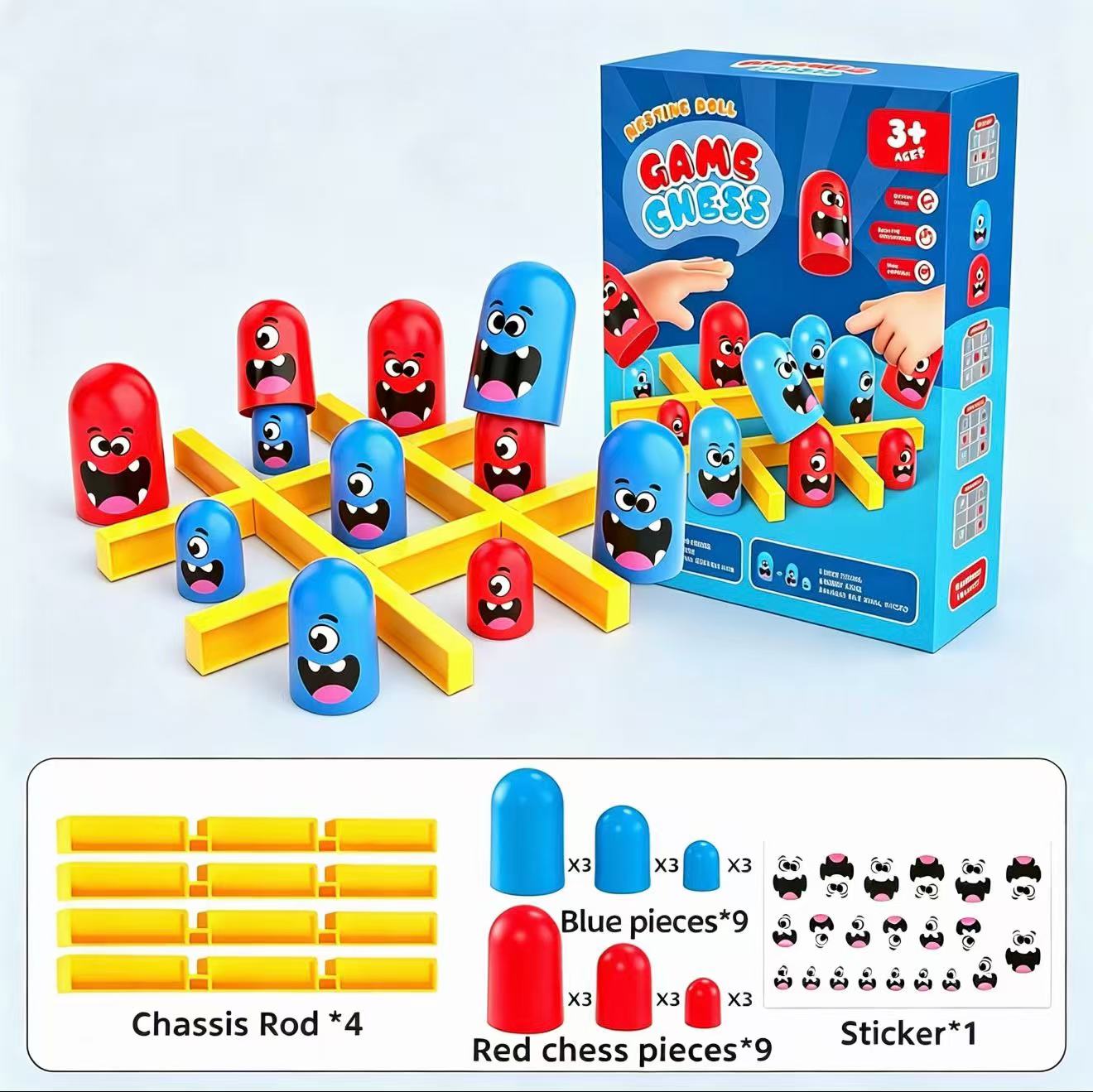 Board Game For 6 Years Old - Jogo de Tabuleiro Tic-Tac-Toe com Copos